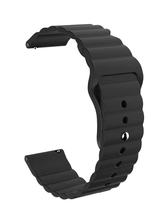 Ремінець BeWatch для Samsung Galaxy Watch 42/3 41 мм/Active/Active 2 силіконовий 20 мм Wave Чорний (1010701) - фото 2
