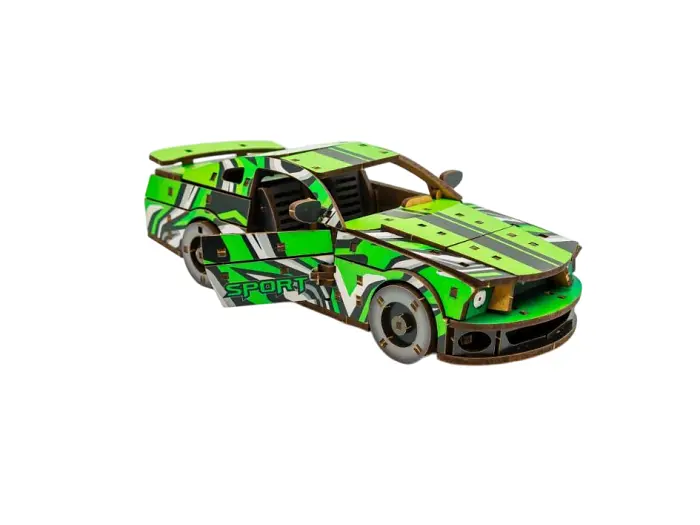 Дерев'яний 3D конструктор Muscle car GT, Puzzleоk (Puz-00640), 162 дет. (зелена) - фото 4