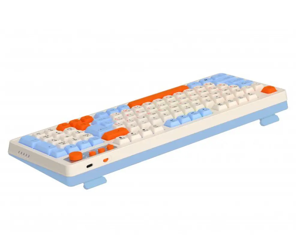 Клавіатура ігрова бездротова Maxxter KBGW3C01 2.4G Wireless White-Blue - фото 3
