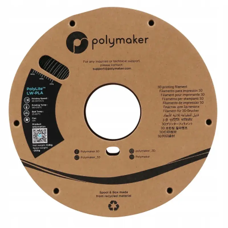 Пластик для 3D-принтера Polymaker PLA POLYLITE LW 1.75 mm 0,8kg BLACK (PA08001) - фото 2