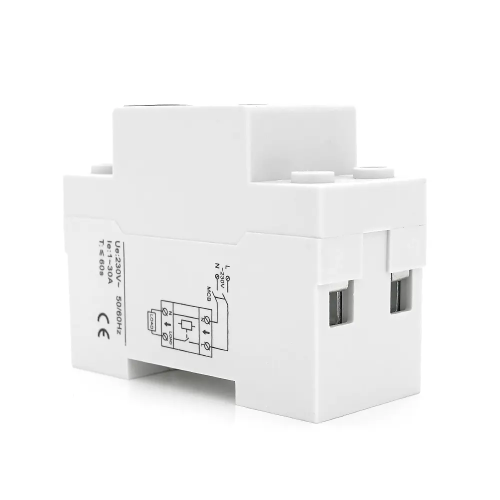 Захисне реле з контролем струму SAP01, 1-30A, 230V, на DIN-рейку 2P, кнопка скидання, 36х65х85 мм - фото 3