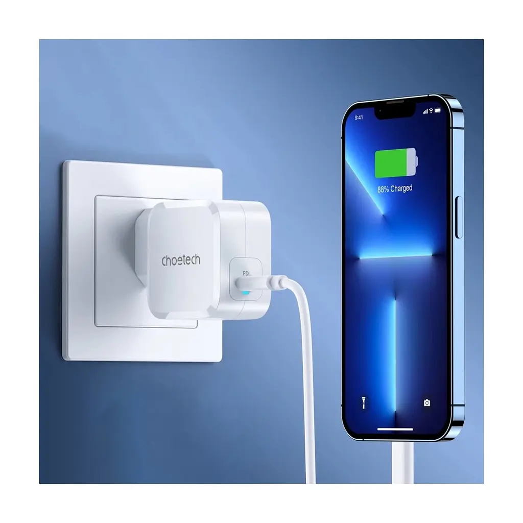 Зарядное устройство для Choetech USB-C PD45W QC3.0/PPS GaN (PD8007-EU-WH) - фото 6