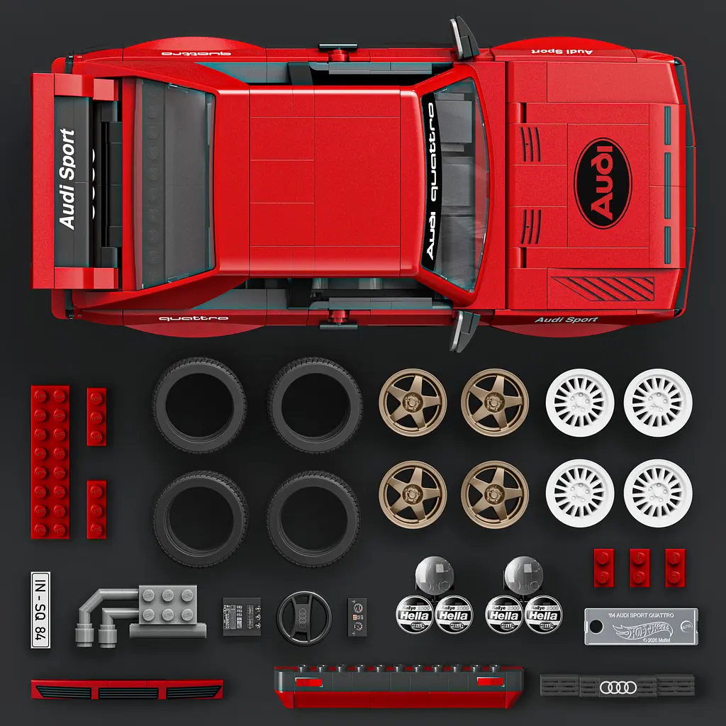 Колекційна машинка-конструктор Mattel Brick Shop Elite Audi ‘84 Sport Quattro (JLK39) - фото 7