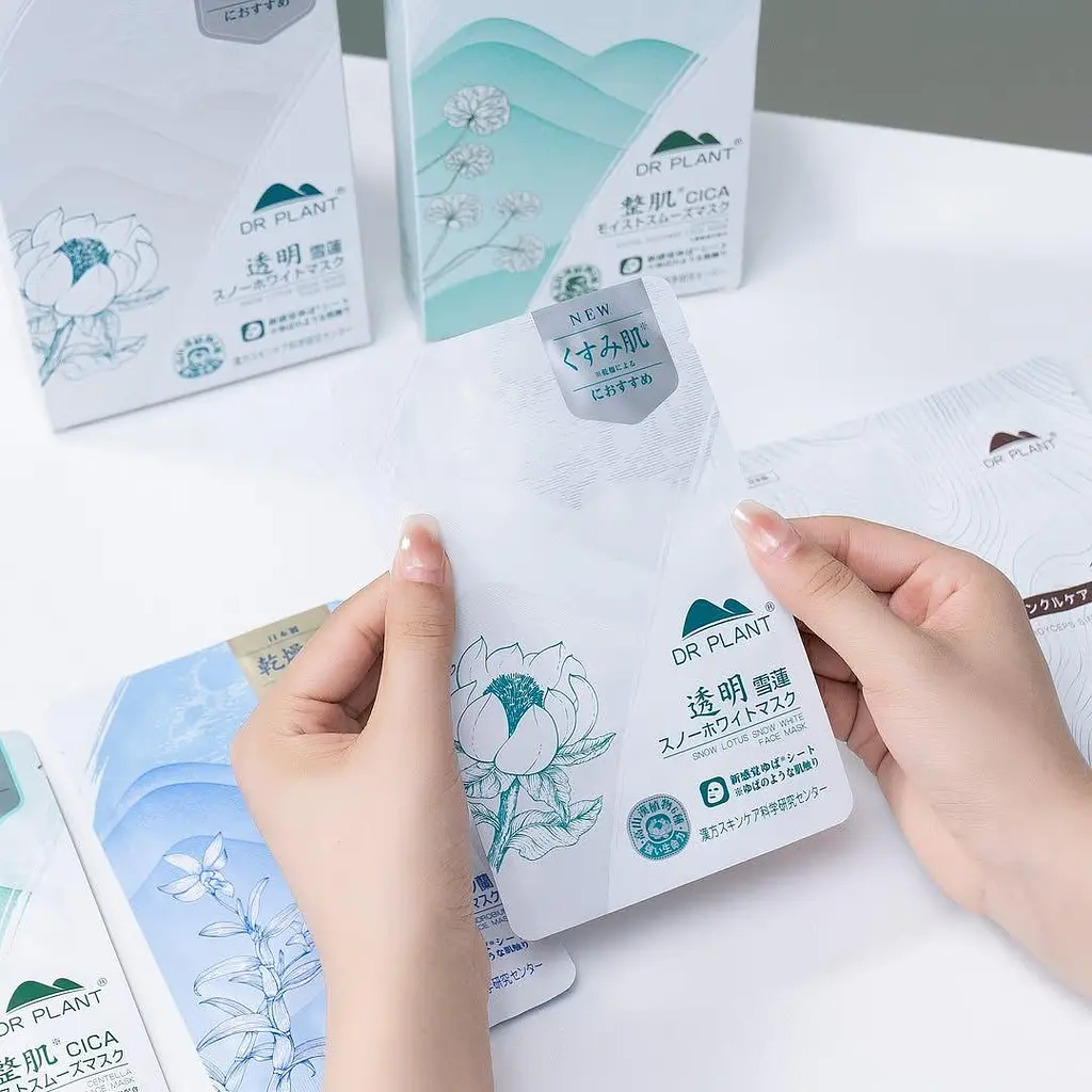 DR.PLANT Snow Lotus Snow White Face Mask зволожуюча маска для обличчя для тьмяної шкіри, 1 шт - фото 4