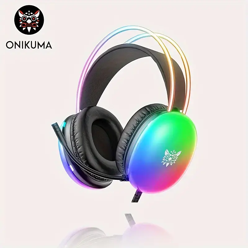 Накладні ігрові навушники Onikuma X25 дротові з гарнітурою та RGB-підсвіткою чорні - фото 3