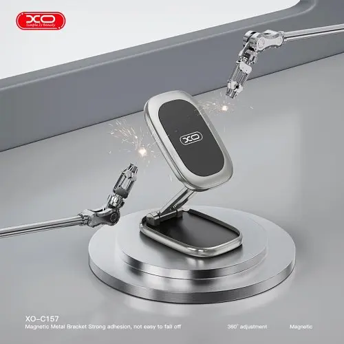 Автотримач XO C157 mini Folding Universal Magnetic Phone Holder Free Accessory Kit чорний - фото 3
