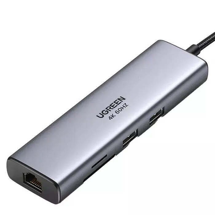 Хаб адаптер Ugreen CM512 UGR-90568 USB-C to 2*USB3.0 + HDMI + RJ45 + SD TF +PD port Converter - фото 2