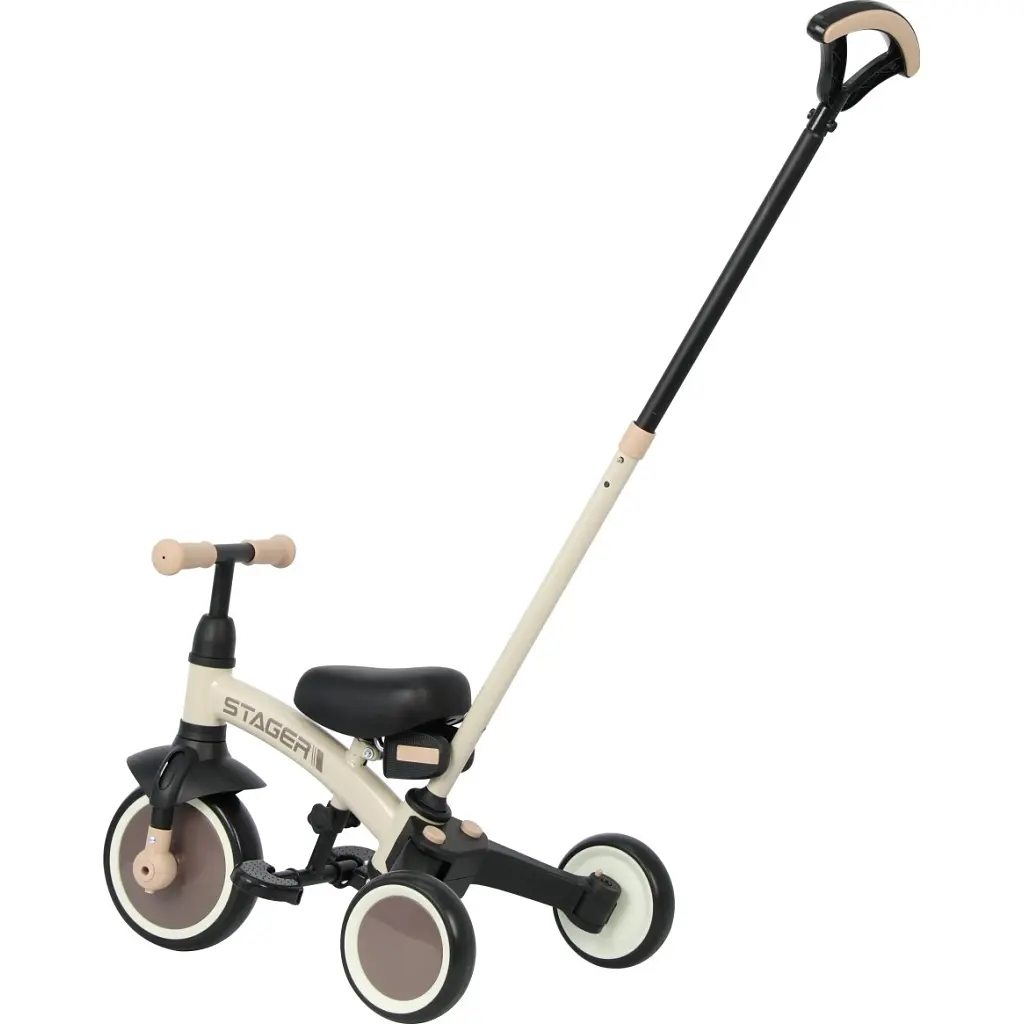 Дитячий велосипед QPlay Stager 3 в 1 з ручкою, біговел, Beige-Brown (T80STAGERBeigeBrown) - фото 9