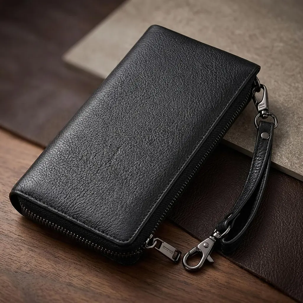 Практичний шкіряний гаманець на три відділення ST Leather 23111 чорний - фото 3