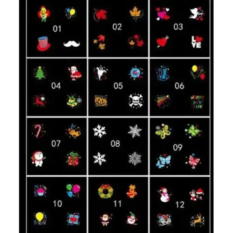 Вуличний лазерний проєктор XPRO Garden Projector Card № ZP1 (24) для Різдва, Нового року, Хелловіну з 12 різними слайдами для свят з пультом чорний (GR-67_438) - фото 5