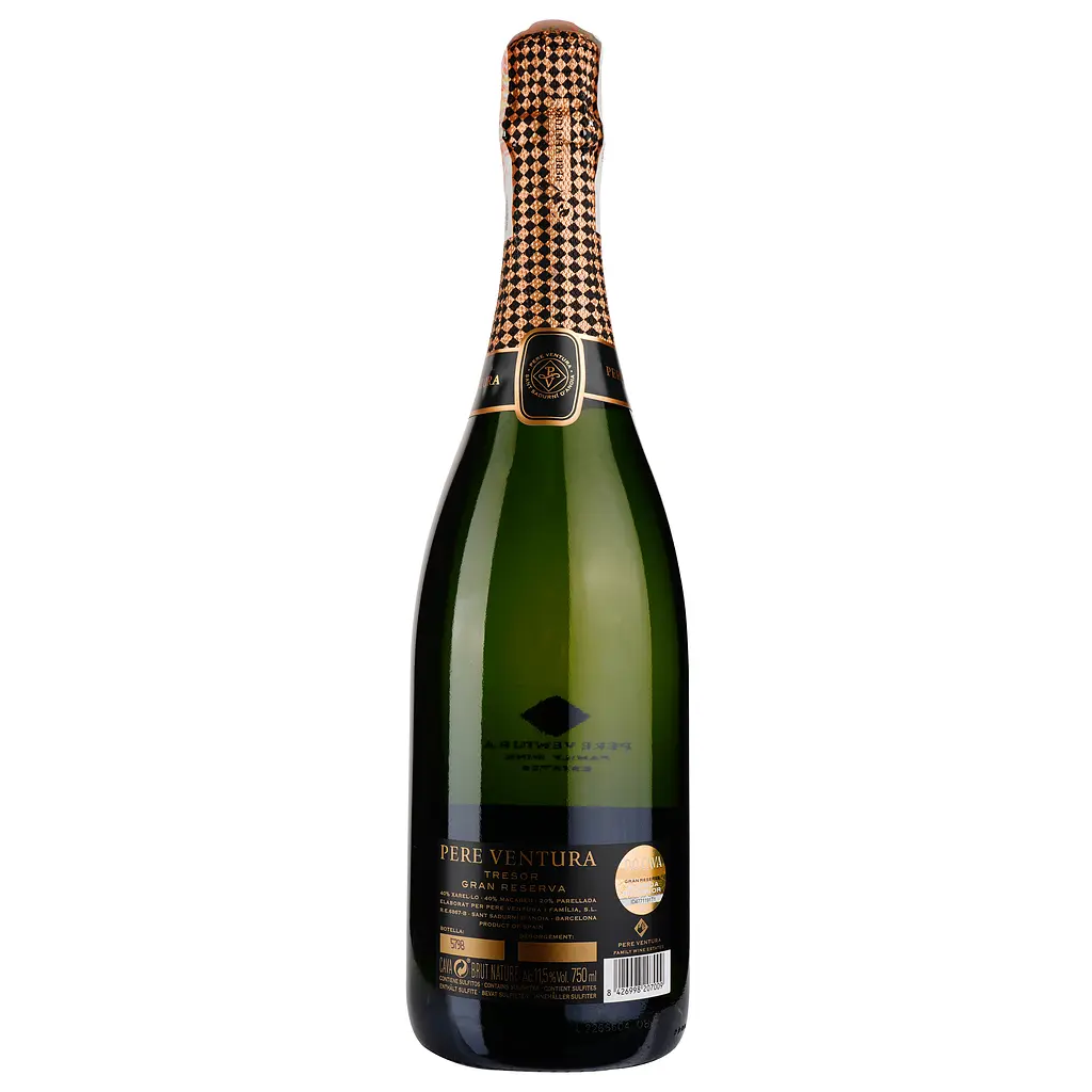 Игристое вино Pere Ventura Cava Tresor Brut Nature, белое, брют, 11,5%, 0,75 л - фото 2