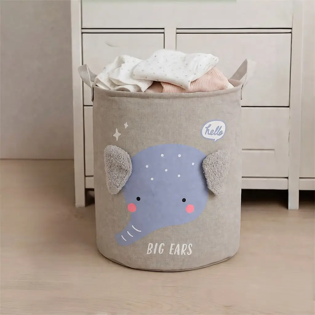 Корзина для хранения игрушек J.G. 40×50 для одежды большая детская органайзер складная в детскую комнату раскладная с ручками серый - фото 4