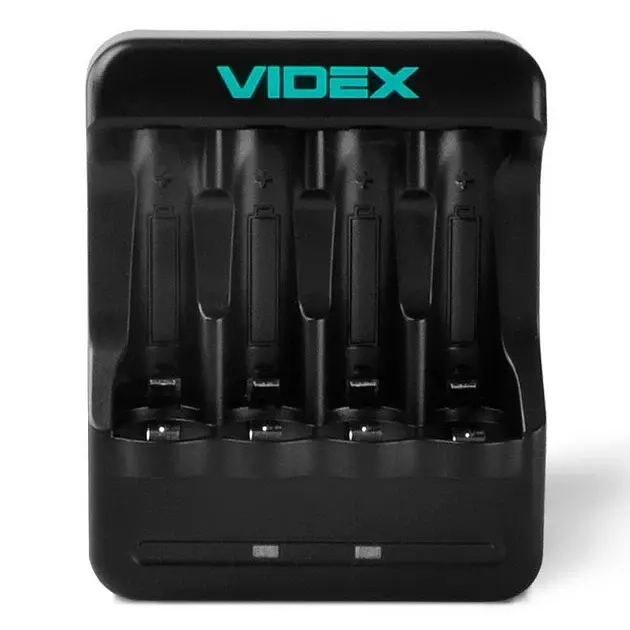 Зарядний пристрій Videx N401, чорний, 4 x AA/AAA Ni-MH/Cd (300 mAh, 2.96V), microUSB (5V/1A), LED індикатор, 2 парні канали