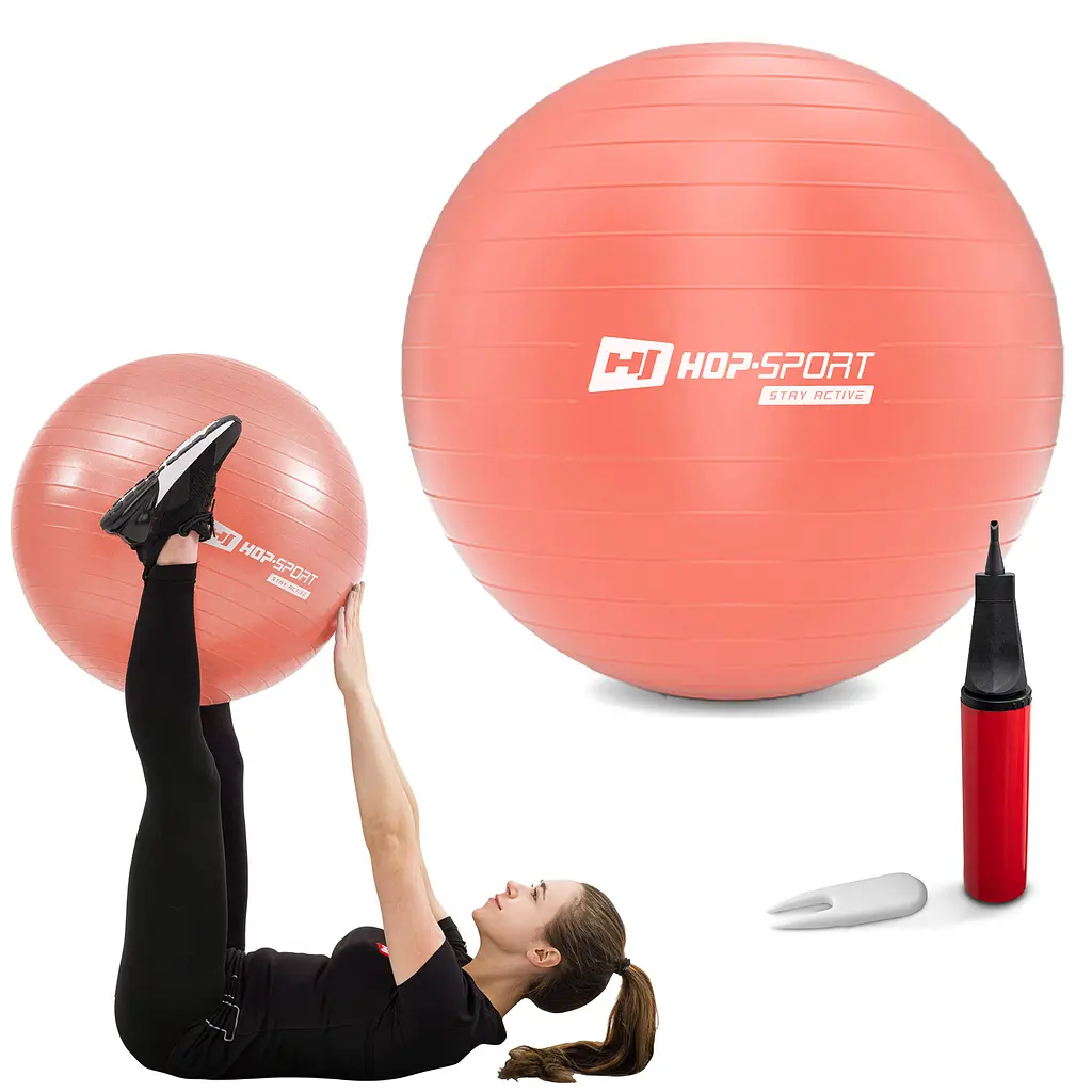 Фітбол Hop-Sport 55см рожевий + насос 2020 - фото 4