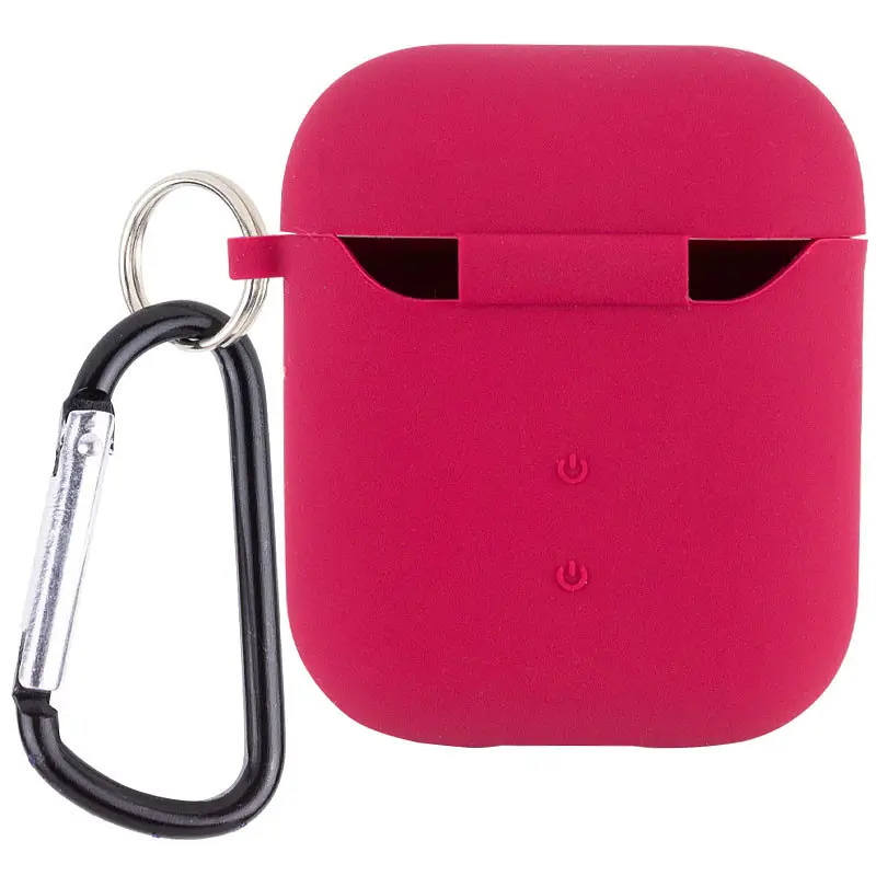 Силіконовий футляр з мікрофіброю для навушників Airpods 1/2 Червоний / Rose Red - фото 2