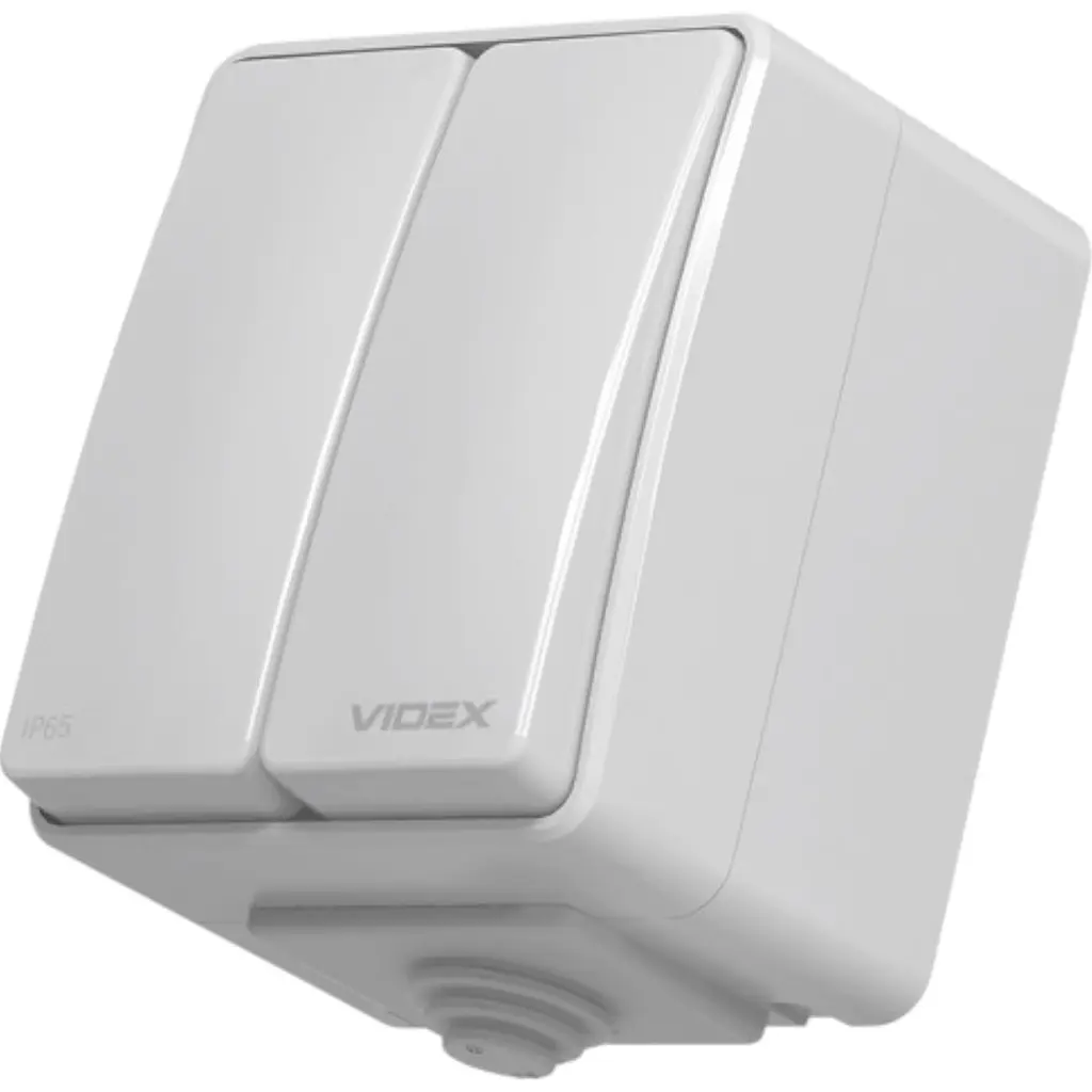 Вимикач зовнішній двоклавішний Videx Binera сірий IP 65 1 шт. - фото 2