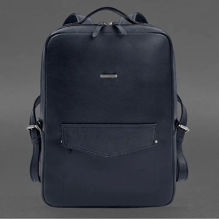 Шкіряний рюкзак на блискавці Cooper maxi синій - фото 6