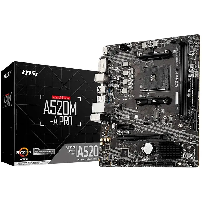 Материнська плата MSI A520M-A PRO (AM4/A520, 2xDDR4, PCIex16, DVI-D/HDMI, 4xSATAІІІ, M.2, GLan, 8ch, mATX) - фото 5