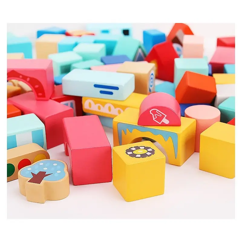 Дерев'яний конструктор Місто Bambi C 75545 12 пазлів 88 деталей - фото 9