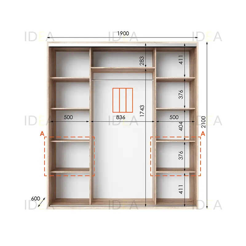 Шафа-купе Idea серія 7 190 x 60 x 210 см Дуб сонома Дзеркало - фото 2