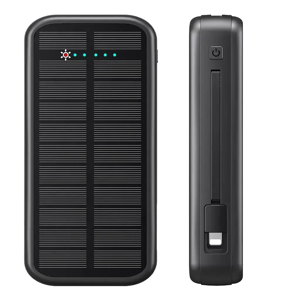 Зарядное устройство на солнечных батареях Anyzoo Powerbank 20000mAh 20W P88S (Черный) - фото 2