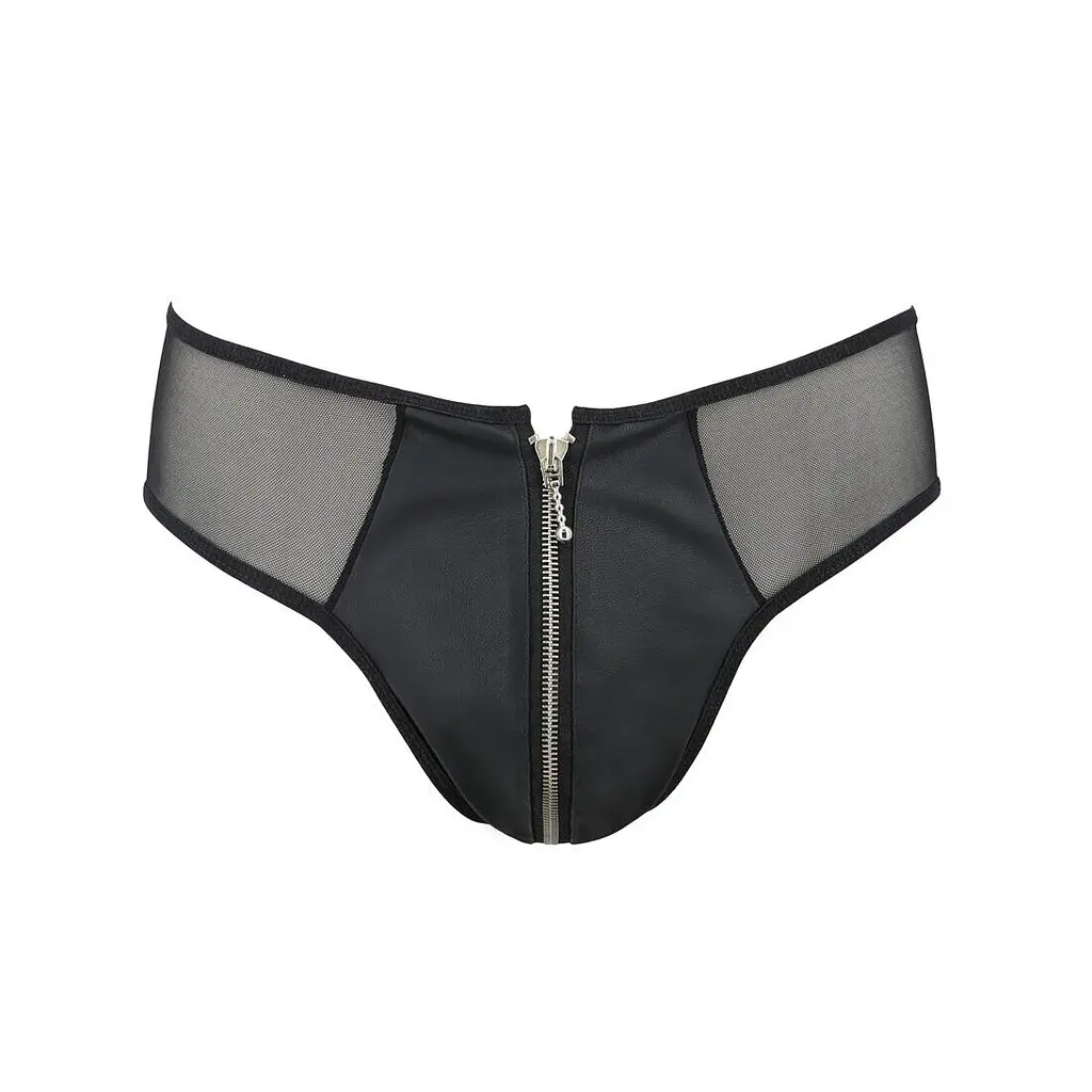 Чоловічі сліпи на блискавці Passion 042 SLIP TIMMY XXL/XXXL Black, екошкіра, сітка - фото 5