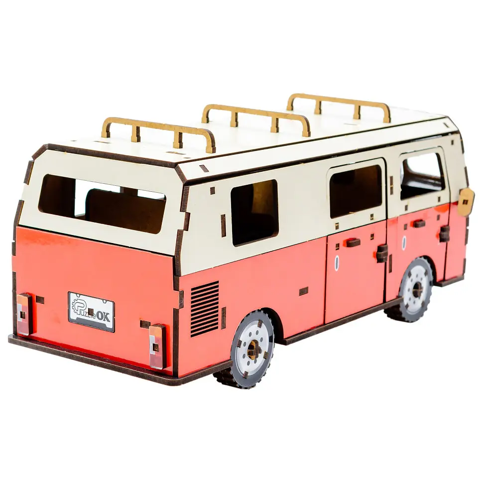 Дерев'яний 3D конструктор Мікроавтобус PuzzleOk Puz-00926 156 деталей  - фото 3