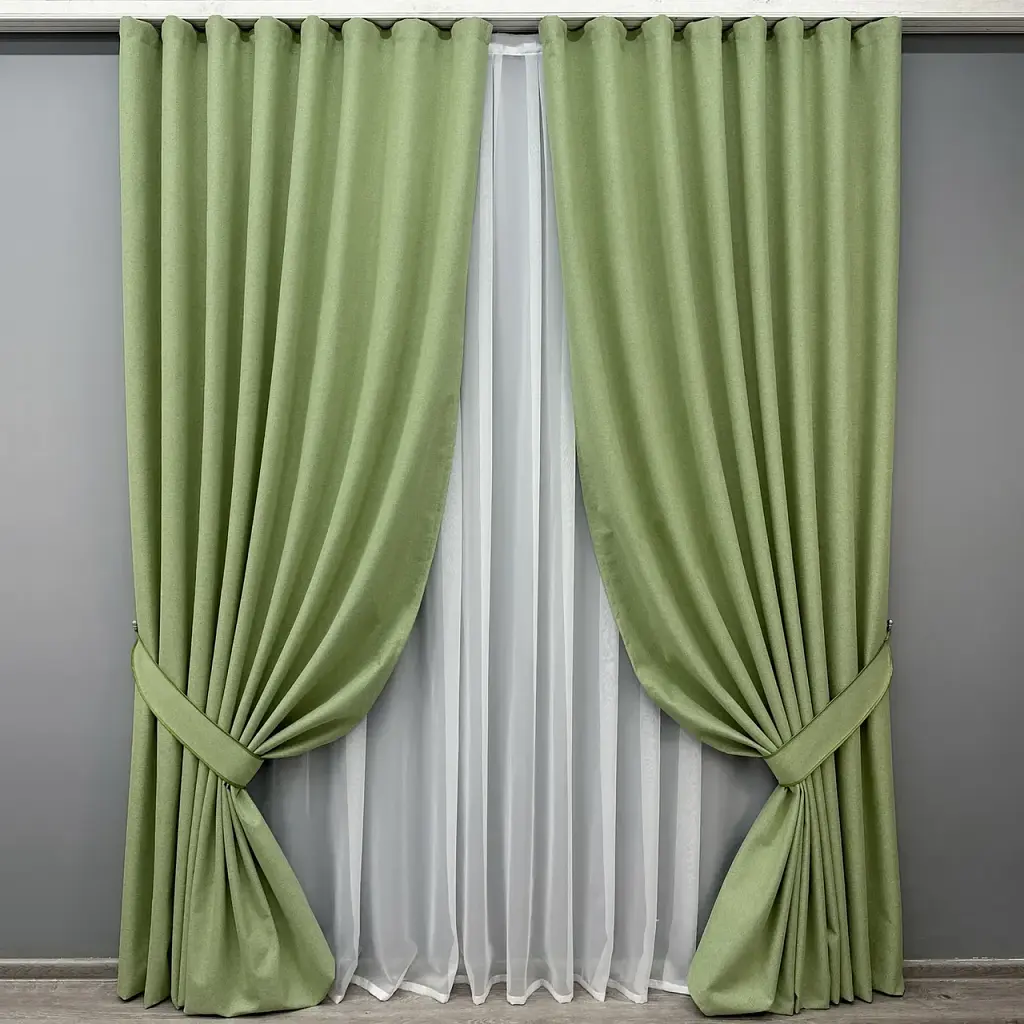 Комплект штор VR-Textil Ashen Night блекаут 2 шт 150x290 см оливковий (1841ш) - фото 2