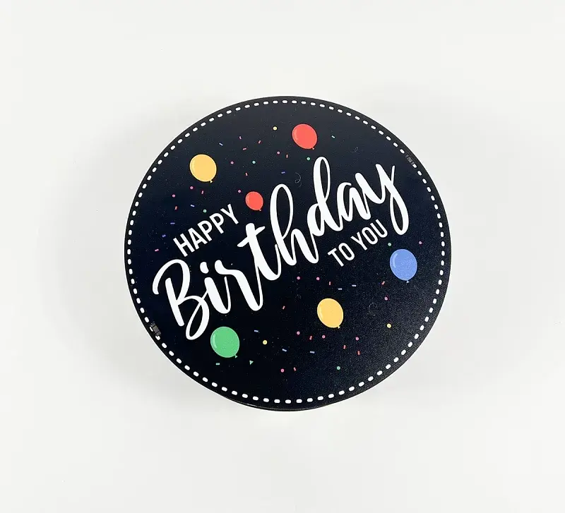 Коробка чорна кругла "Happy Birthday to You" - фото 2