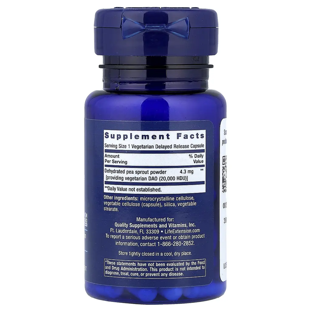 Підтримка травлення з діамінооксидазою Life Extension Food Sensitivity Relief with Diamine Oxidase (DAO) 60 вегетаріанських капсул - фото 2