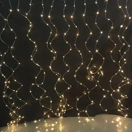 Гірлянда світлодіодна Нитка Роса 3х3м 300 led тепла штора з пультом USB - фото 2