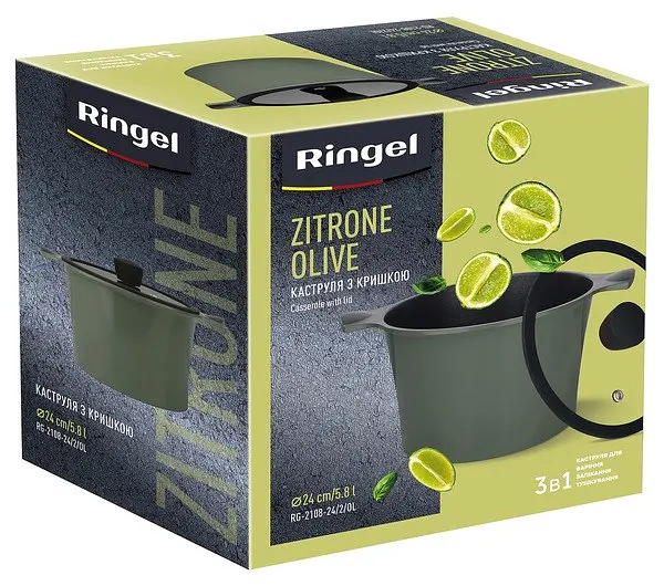 Каструля Ringel Zitrone Olive 5.8 л 24 см (RG-2108-24/2/OL) - фото 7