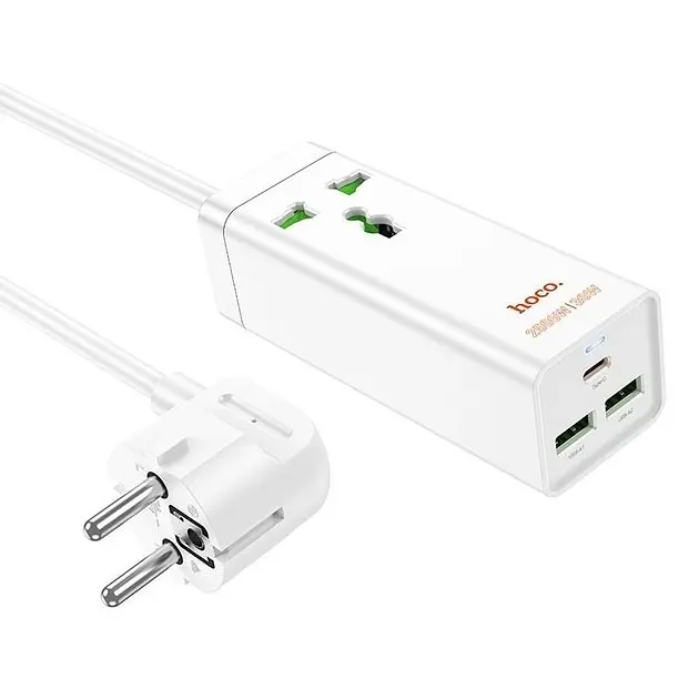 Фильтр-удлинитель Hoco AC9A Talent desktop charger (1 х розетка 2 х USB 1 х Type-C)  30W 10A - фото 4