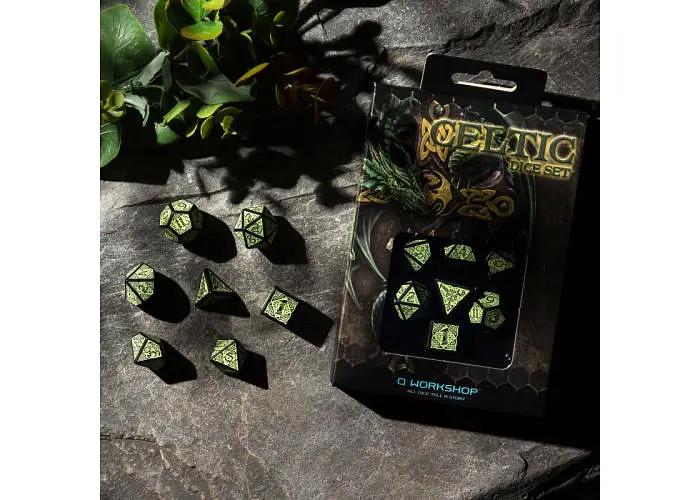 Набір кубиків Celtic 3D Revised Black & green Dice Set , 7 шт. (SCER21) - фото 4