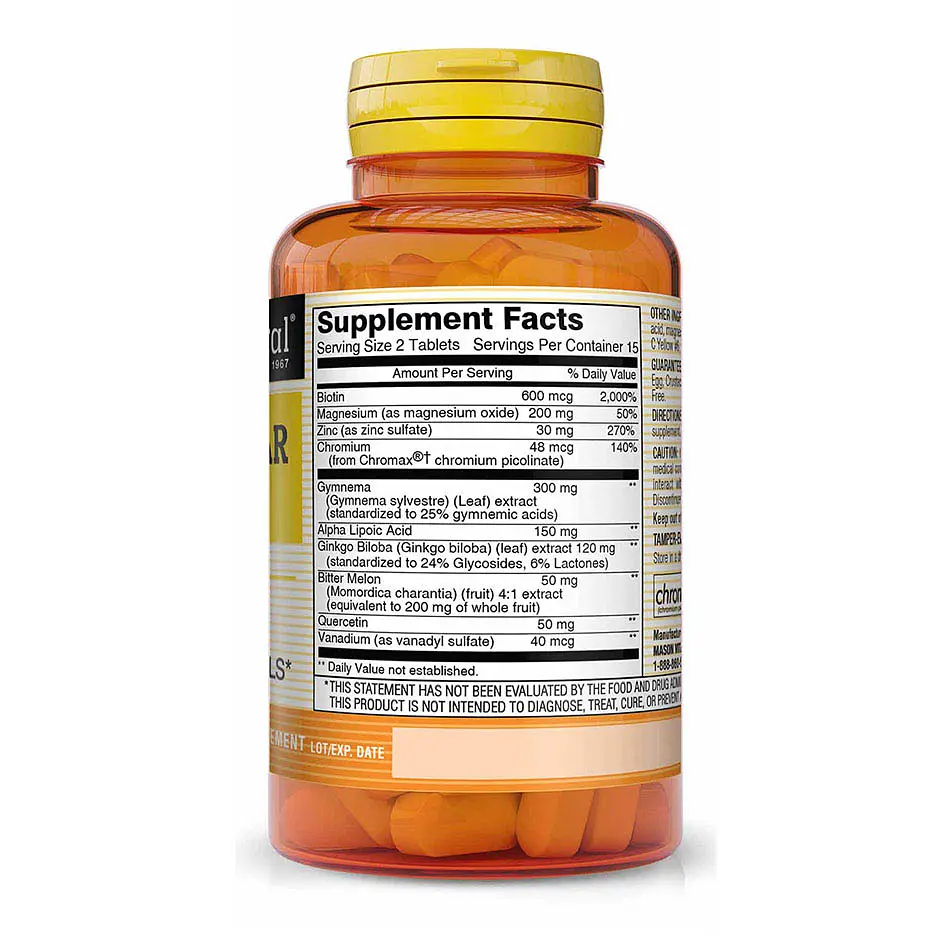 Натуральна добавка Mason Natural Blood Sugar Balance, 30 таблеток - фото 2
