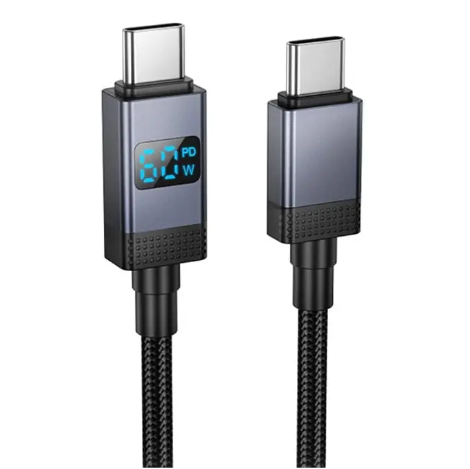 Кабель Hoco X118 Generous 60W charging data cable with display Type-C to Type-C Black