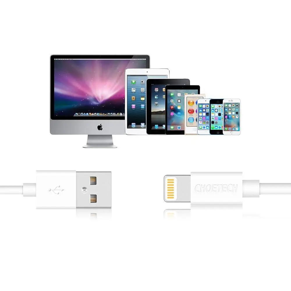 Кабель Choetech Lightning USB 2.0 AM to Lightning 1.8m White (IP0027-WH) - фото 6