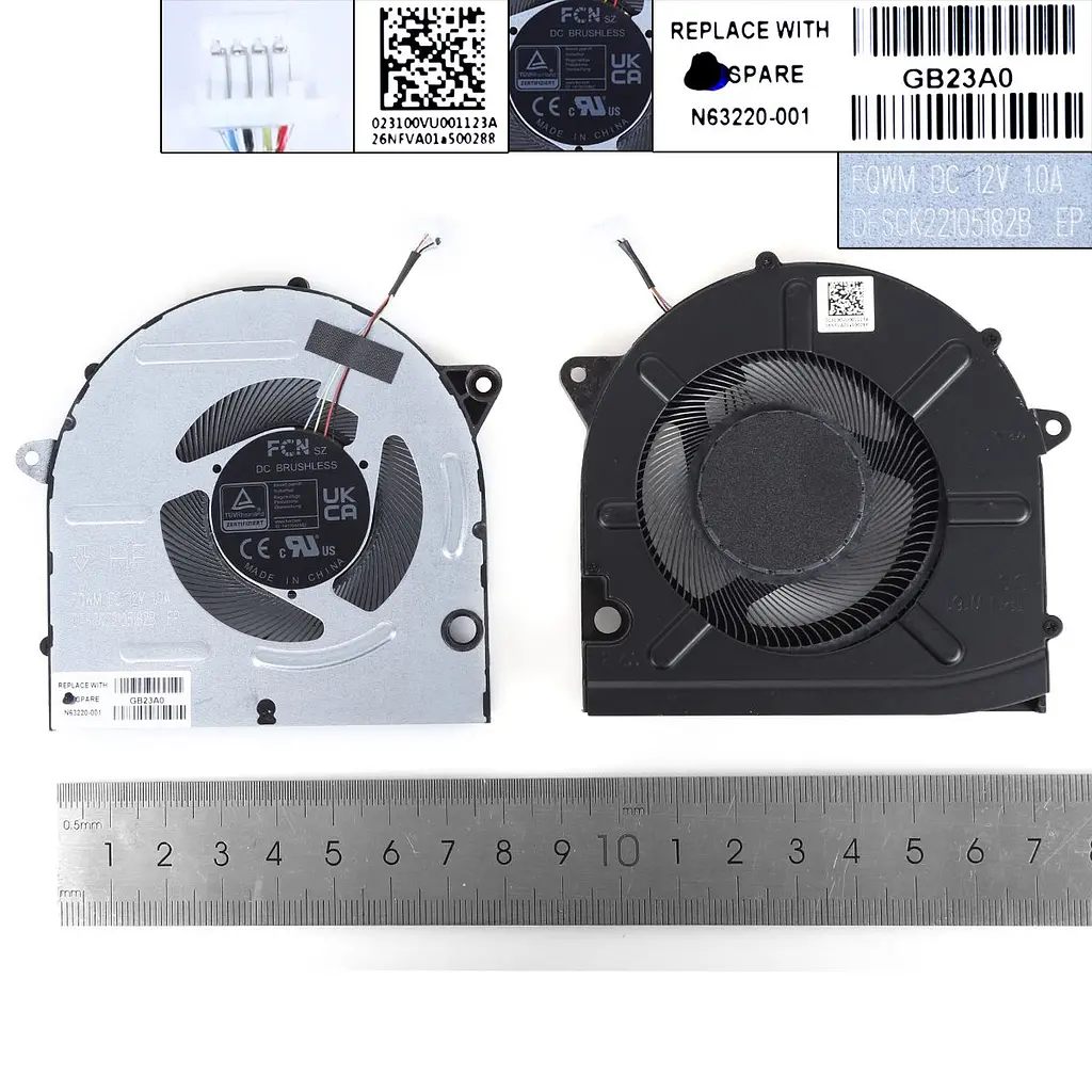 Вентилятор кулер для HP Pavilion PRO 16 16-AB 16T-AB TPN-W161, (12V, N63220-001, FQWM DFSCK22105182B) - фото 3