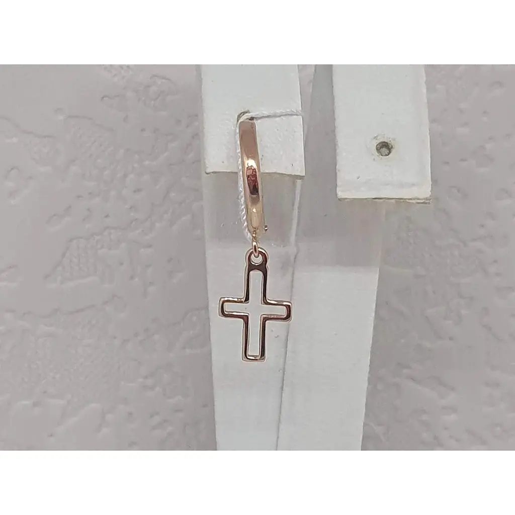 Золотая моносерьга KievGold Крестик. 2/1074/0 - фото 3