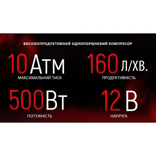 Автомобільний компресор VOIN OFF ROAD MASTER 150psi 45A 160л клеми (VL-710) - фото 5