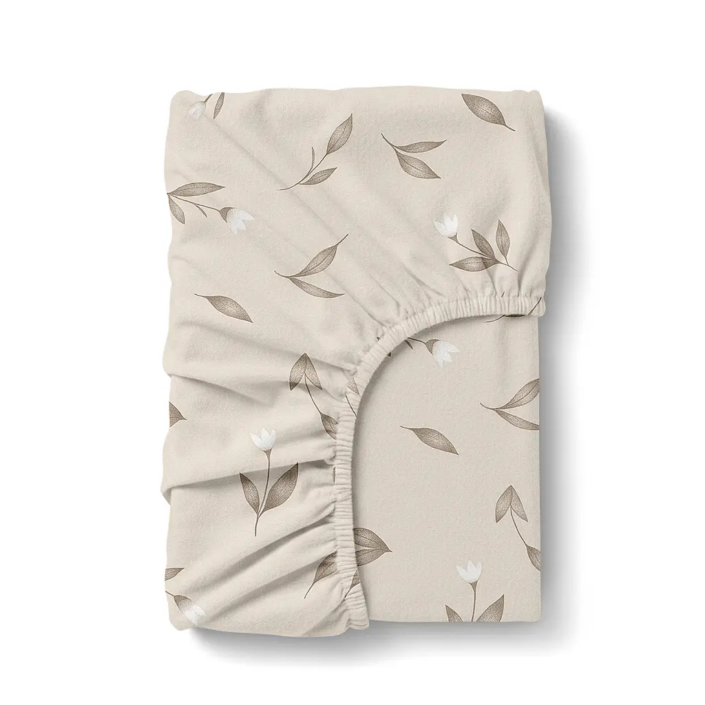 Простирадло на резинці фланель 80х160 BEIGE FLORAL COSAS (4822052499320)
