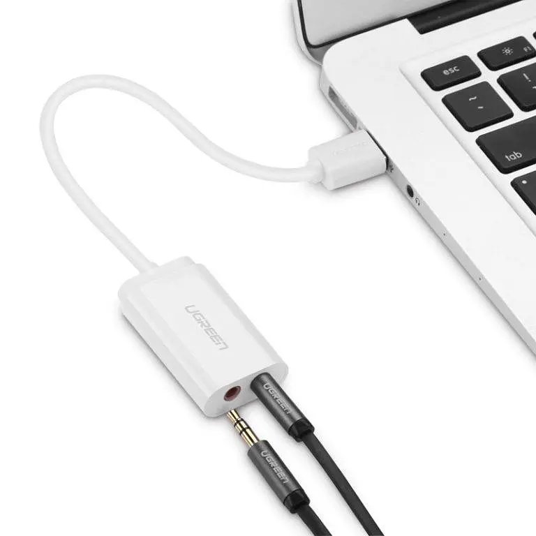 Звукова карта USB AUX jack, TRRS (Mic + Ear), ALC4042 15cm Ugreen Біла US205 - фото 5