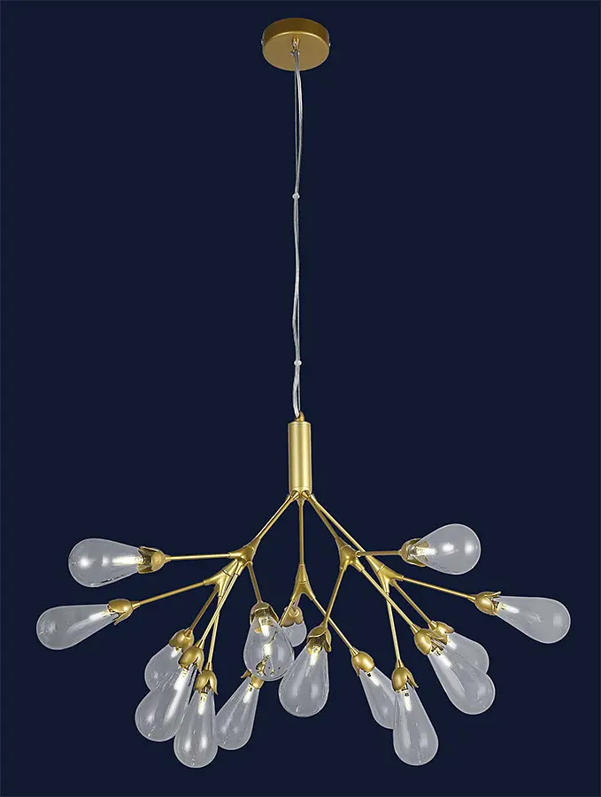 Люстра стельова Levistella 918LP268-15 GD+CL, 15 плафонів, золотий, прозорий, метал, скло, сучасний стиль для дому - фото 2