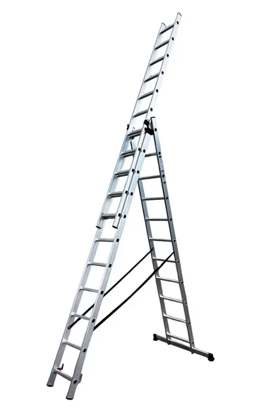 Драбина алюмінієва трисекційна GTM KME311 3x11 сходинок 2.99-7.31м (KME311) (39948)