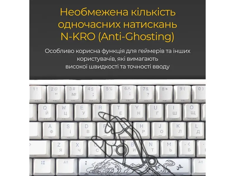 Клавіатура Ducky OnOne 3 SF Cherry MX Brown RGB UA USB White (DKON2167ST-BUAPXPWWWSC1) - фото 8
