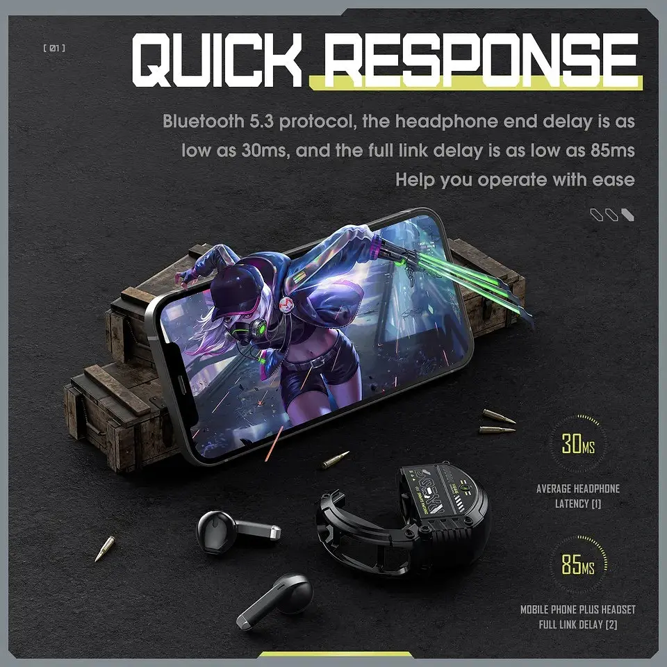 Геймерские Bluetooth наушники Onikuma T309 с зарядным кейсом Игровая гарнитура - фото 5