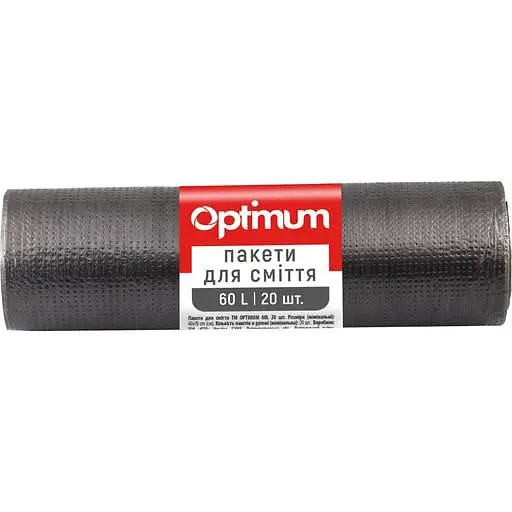 Пакети для сміття PRO Service Optimum, 60 л, 20 шт., чорний (16118240) - фото 1