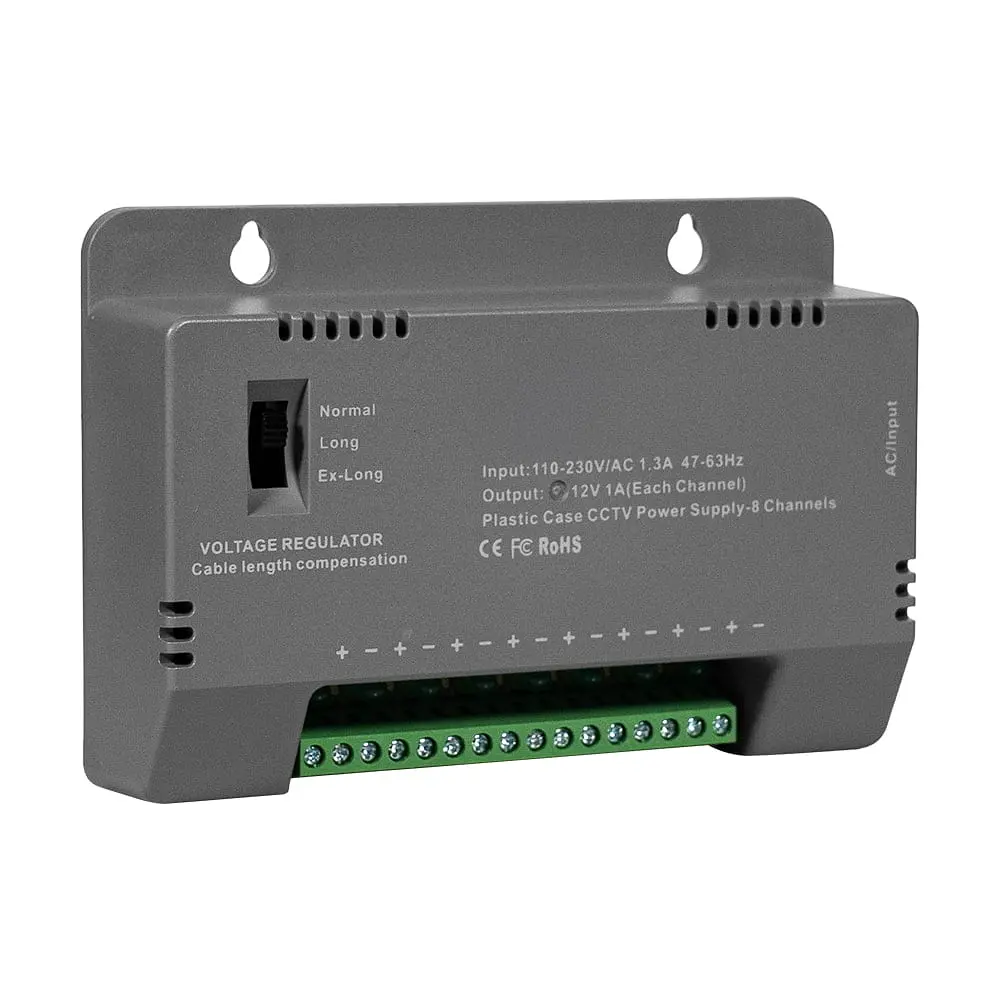 Блок живлення Kraft KRF-1208B (8CH) 96W, 8 каналів навантаження, 12V/1A на 1 канал, з регулятором напруги для компенсації довжини кабелю (43-00145) - фото 3