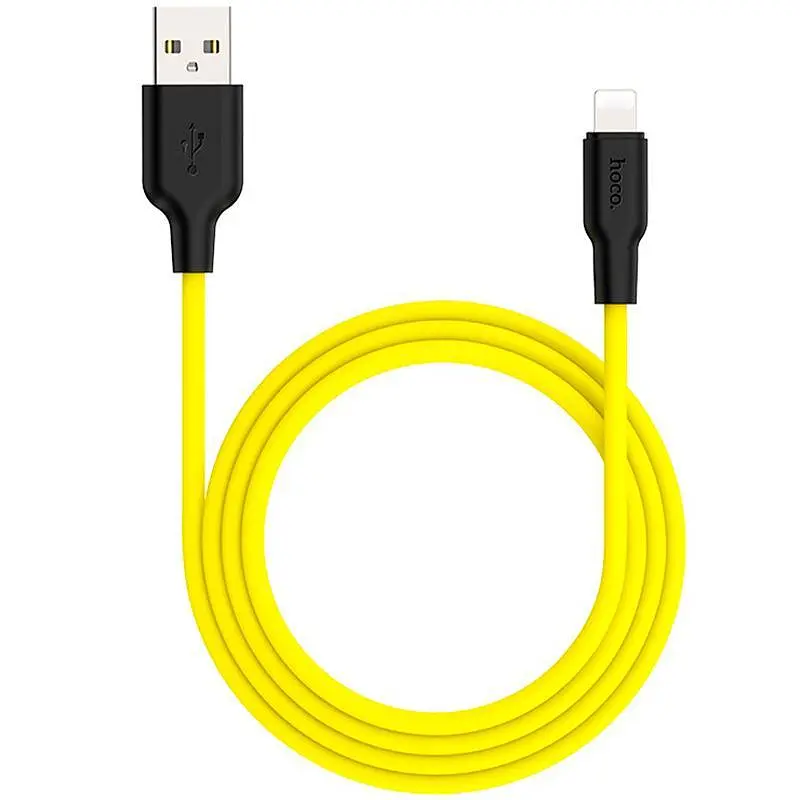 USB Cable Hoco X21 Silicone Lightning Black/Yellow 1m - фото 3