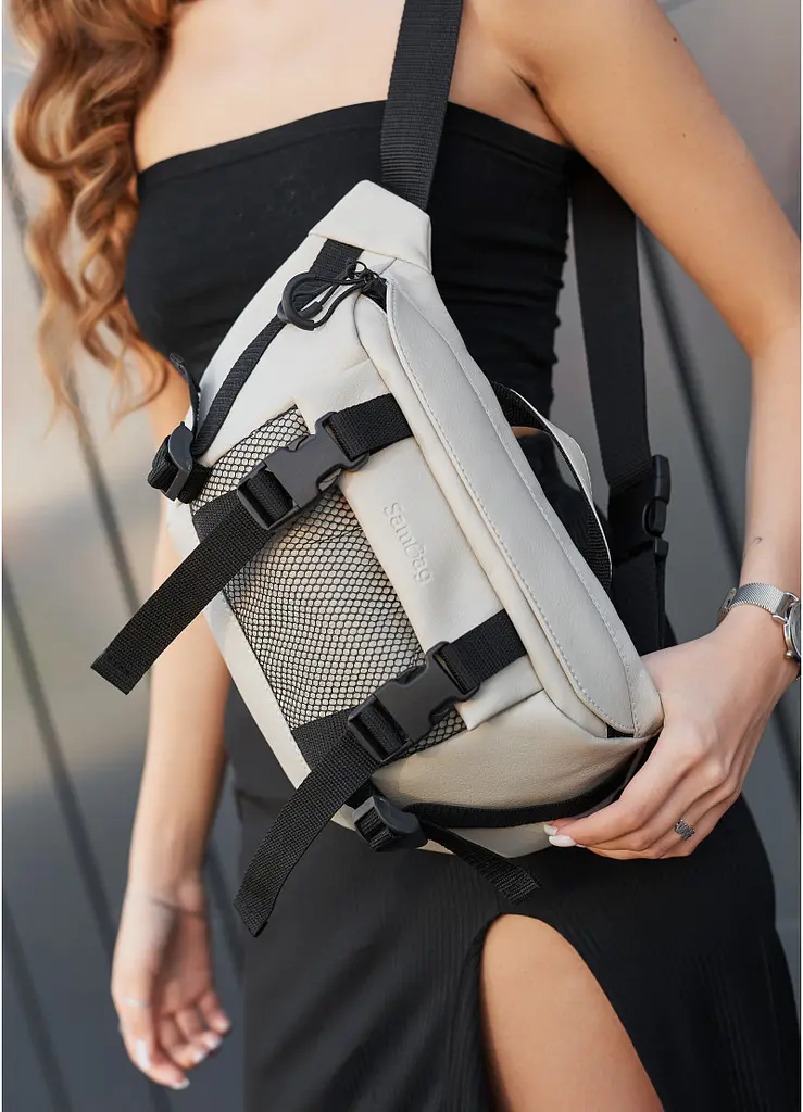 Жіноча сумка бананка Sambag Dynamicdart сіра 38 × 21 × 7 см (80411030) - фото 15